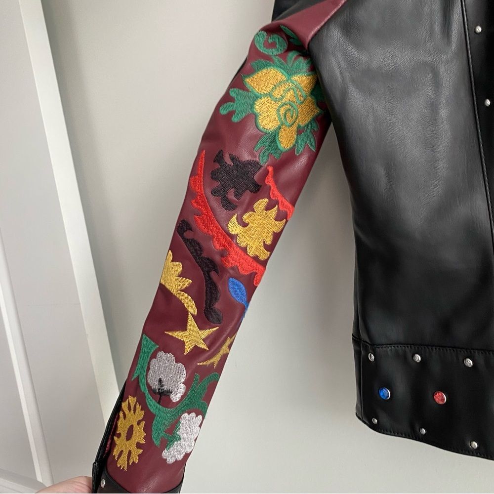 Desigual Carole Jewelled Faux Leather Embroidered Jacket Size 8 NWT - Picture 8 of 13